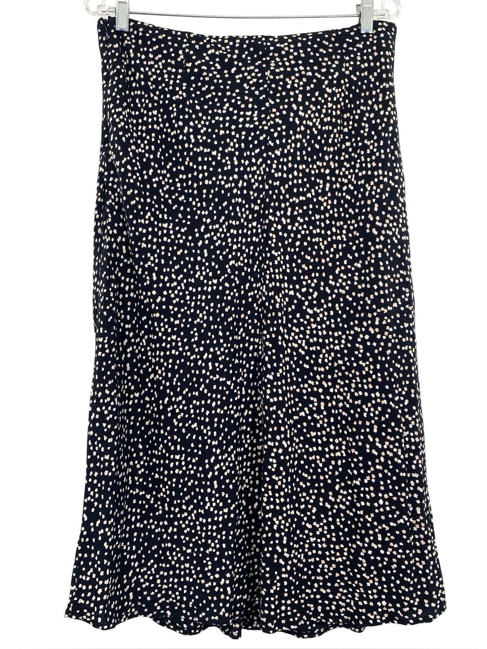 Leith Dot Pattern Flare Black Midi Skirt Size Large - Picture 5 of 9
